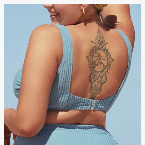 Cupshe Blue Textured Bikini Top Woman Size 0X NWT - Picture 3 of 8